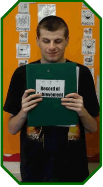 Picture of student holding record of achievement folder